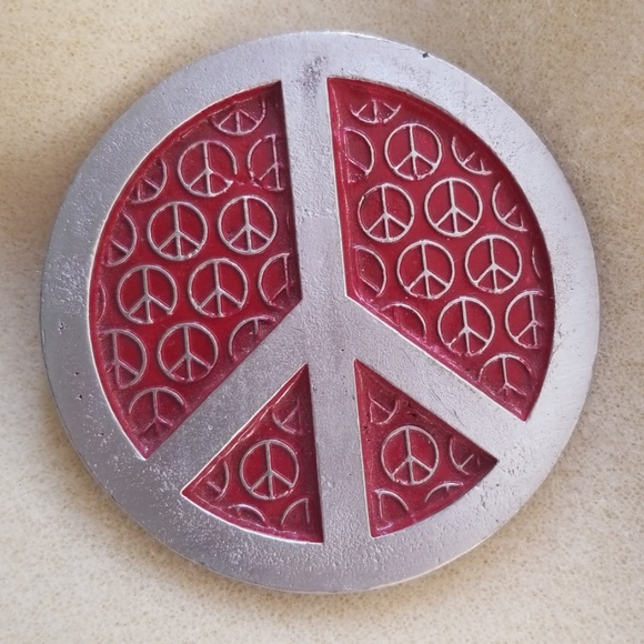 Mobtown Peace Sign Belt Buckle 2006 Red and Silver - Picture 7 of 7